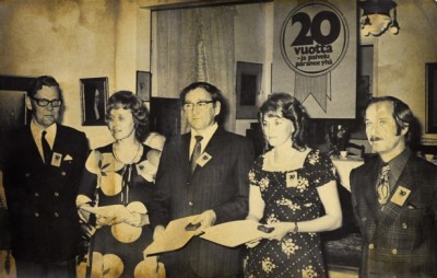 Kuvassa Toivo Parantainen, Toini Niskanen, Veikko Pietiläinen, Anneli Tikkinen ja Esko Niskanen.